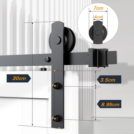 2m Heavy Duty Sliding Barn Single Door Hardware Kit Damper Track Rail Roller System.