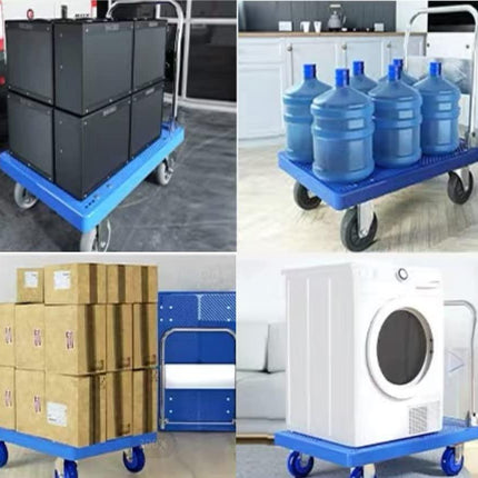 300kg Foldable Warehouse Platform Trolley Truck Dolly Platform Cart Swivel Wheels Moving Cart Flatbed.