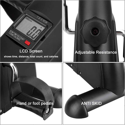Mini Exercise Bike Pedal Exerciser Resistance Cycle Trainer Indoor Home Gym.