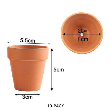 10x 5cm Flower Pot Pots Clay Ceramic Plant Drain Hole Succulent Cactus Nursery Planter.