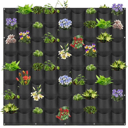 72 Pockets Wall Hanging Planter Planting Grow Bag Vertical Garden Vegetable Flower Black.