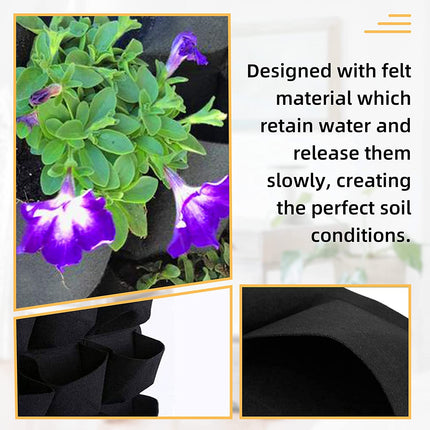 72 Pockets Wall Hanging Planter Planting Grow Bag Vertical Garden Vegetable Flower Black.