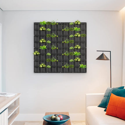 72 Pockets Wall Hanging Planter Planting Grow Bag Vertical Garden Vegetable Flower Black.