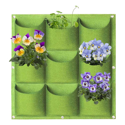 9 Pockets Wall Hanging Planter Planting Grow Bag Vertical Garden Vegetable Flower Green.