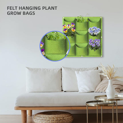 9 Pockets Wall Hanging Planter Planting Grow Bag Vertical Garden Vegetable Flower Green.