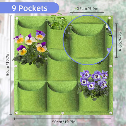 9 Pockets Wall Hanging Planter Planting Grow Bag Vertical Garden Vegetable Flower Green.