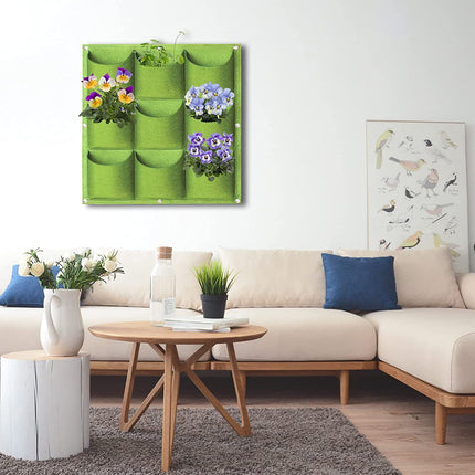9 Pockets Wall Hanging Planter Planting Grow Bag Vertical Garden Vegetable Flower Green.