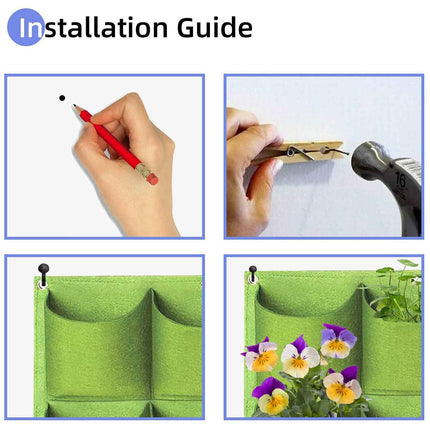 9 Pockets Wall Hanging Planter Planting Grow Bag Vertical Garden Vegetable Flower Green.