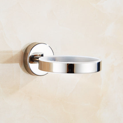 Toilet Brush Holder Wall Mount Rustproof Frosted Glass for Bathroom.