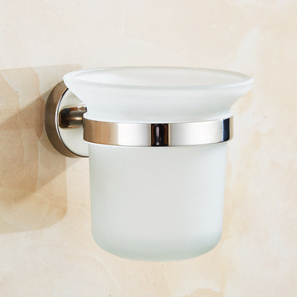 Toilet Brush Holder Wall Mount Rustproof Frosted Glass for Bathroom.