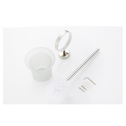 Toilet Brush Holder Wall Mount Rustproof Frosted Glass for Bathroom.