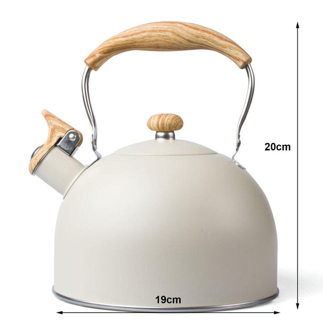 2.5 Liter Tea Whistling Kettle Stainless Steel Modern Whistling Tea Pot for Stovetop Cream.