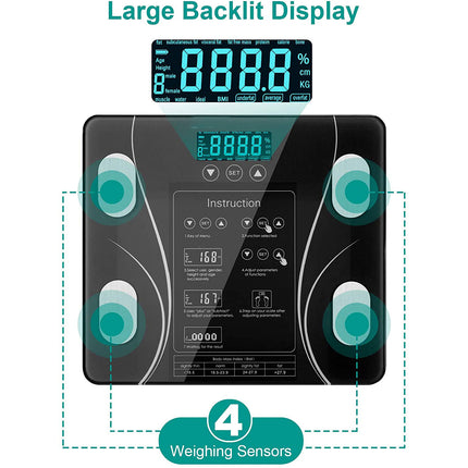 LCD Scales Body Weight Bathroom Bath room Body Fat Gym Fitness Scale BMI BMR.