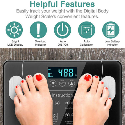 LCD Scales Body Weight Bathroom Bath room Body Fat Gym Fitness Scale BMI BMR.