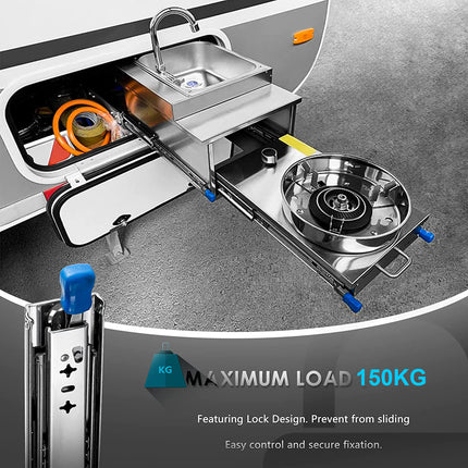 28in Pair 150KG Heavy Duty Drawer Slides Rails Runners Locking Ball Bearing.