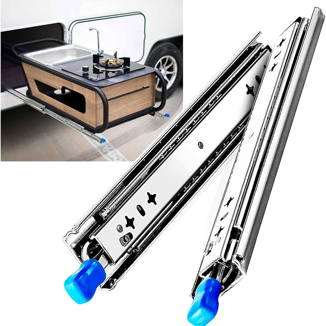56in Pair 1000 - 2000mm 150KG Capacity Heavy Duty Trailer Drawer Slides Rails Runners Locking.