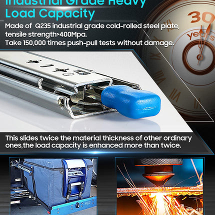 56in Pair 1000 - 2000mm 150KG Capacity Heavy Duty Trailer Drawer Slides Rails Runners Locking.