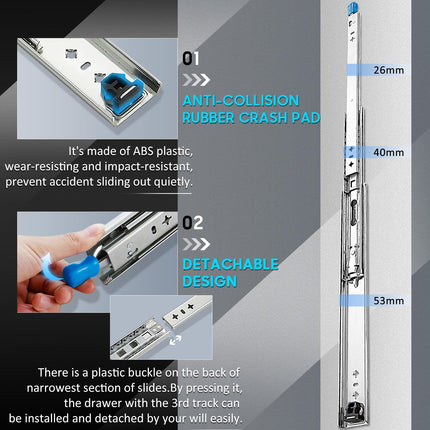 56in Pair 1000 - 2000mm 150KG Capacity Heavy Duty Trailer Drawer Slides Rails Runners Locking.