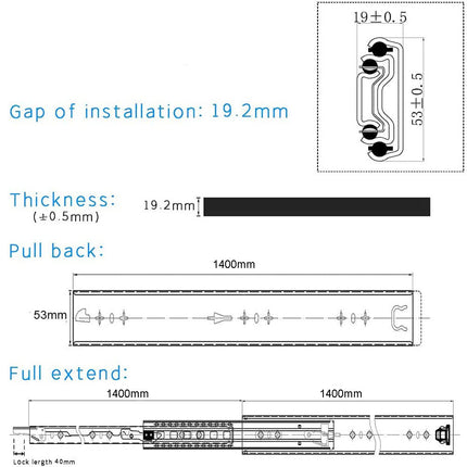 56in Pair 1000 - 2000mm 150KG Capacity Heavy Duty Trailer Drawer Slides Rails Runners Locking.