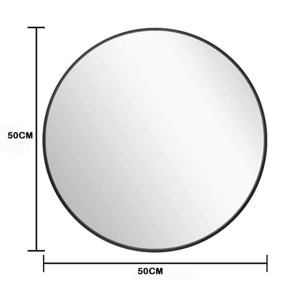 Slim Design 50CM Black Bathroom, Living Room, Hallway Mirror Round Mirror Wall Decor Metal Frame.