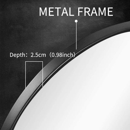 Slim Design 50CM Black Bathroom, Living Room, Hallway Mirror Round Mirror Wall Decor Metal Frame.