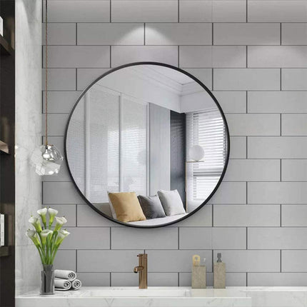 Slim Design 50CM Black Bathroom, Living Room, Hallway Mirror Round Mirror Wall Decor Metal Frame.