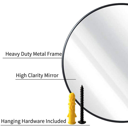 Slim Design 50CM Black Bathroom, Living Room, Hallway Mirror Round Mirror Wall Decor Metal Frame.