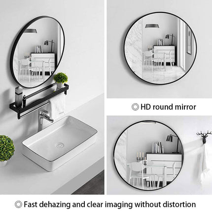 Slim Design 50CM Black Bathroom, Living Room, Hallway Mirror Round Mirror Wall Decor Metal Frame.
