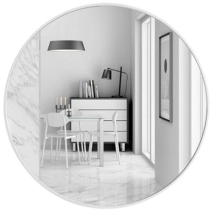 Slim Design 50CM White Bathroom, Living Room, Hallway Mirror Round Mirror Wall Decor Metal Frame.