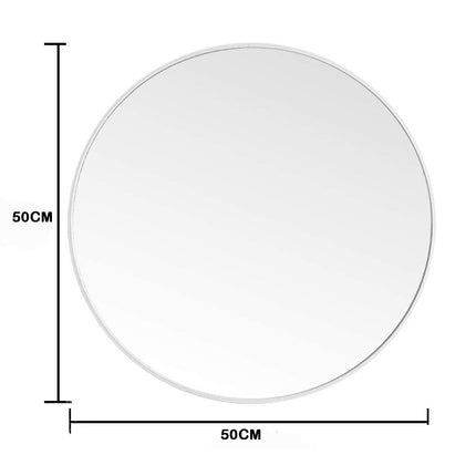 Slim Design 50CM White Bathroom, Living Room, Hallway Mirror Round Mirror Wall Decor Metal Frame.