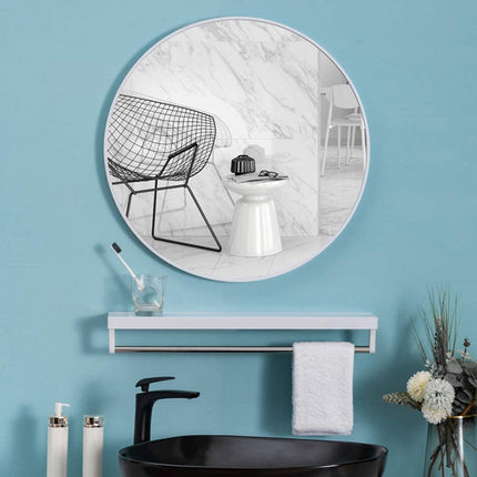 Slim Design 50CM White Bathroom, Living Room, Hallway Mirror Round Mirror Wall Decor Metal Frame.