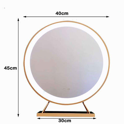 Touch Screen Table Desktop LED Light Vanity Mirror Makeup Mirror Round Mirror 40cm.