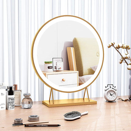 Touch Screen Table Desktop LED Light Vanity Mirror Makeup Mirror Round Mirror 40cm.