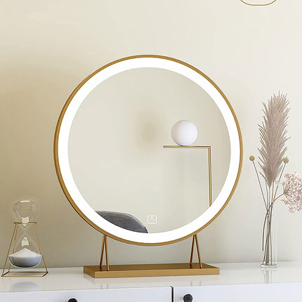 Touch Screen Table Desktop LED Light Vanity Mirror Makeup Mirror Round Mirror 40cm.