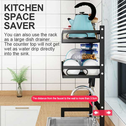 65cm 3 tier Over Single Sink Dish Drying Rack Drainer Kitchen Cutlery Holder Storage Organizer.