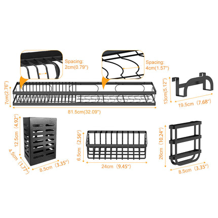 85cm 3 tier Over Sink Dish Drying Rack Drainer Kitchen Cutlery Holder Storage Organizer.
