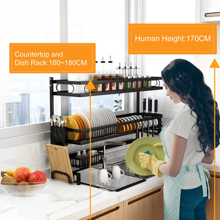85cm 3 tier Over Sink Dish Drying Rack Drainer Kitchen Cutlery Holder Storage Organizer.