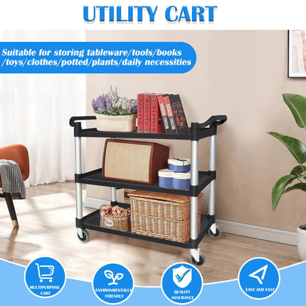 3 Tier Large Service Food Cart Restaurant Trolley Utility Cart Kitchen Catering Shelf Storage.