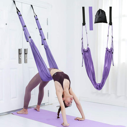 Purple Fitness Yoga Strap Band Waist Trainer Leg Door Swing Adjustable Ballet Dancer.