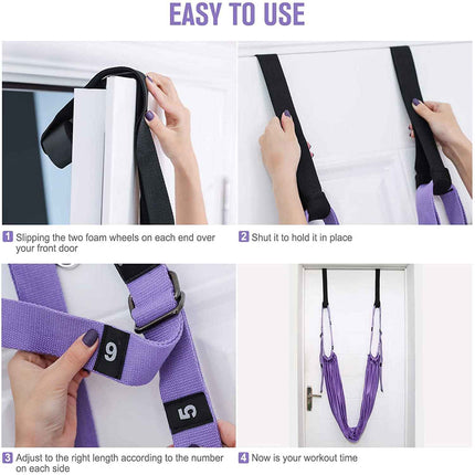 Purple Fitness Yoga Strap Band Waist Trainer Leg Door Swing Adjustable Ballet Dancer.