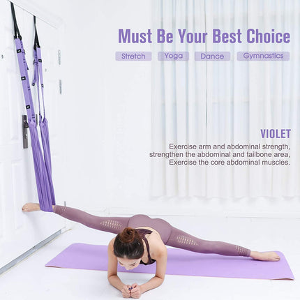Purple Fitness Yoga Strap Band Waist Trainer Leg Door Swing Adjustable Ballet Dancer.