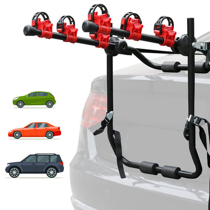 3 Bike Universal Cycle Bicycle Car Rear Carrier Rack Hanger Mount for Car Sedan Hatchback Minivan SUV.