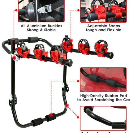 3 Bike Universal Cycle Bicycle Car Rear Carrier Rack Hanger Mount for Car Sedan Hatchback Minivan SUV.