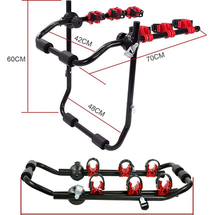 3 Bike Universal Cycle Bicycle Car Rear Carrier Rack Hanger Mount for Car Sedan Hatchback Minivan SUV.