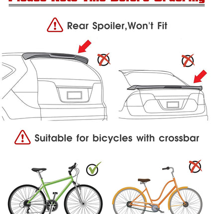 3 Bike Universal Cycle Bicycle Car Rear Carrier Rack Hanger Mount for Car Sedan Hatchback Minivan SUV.