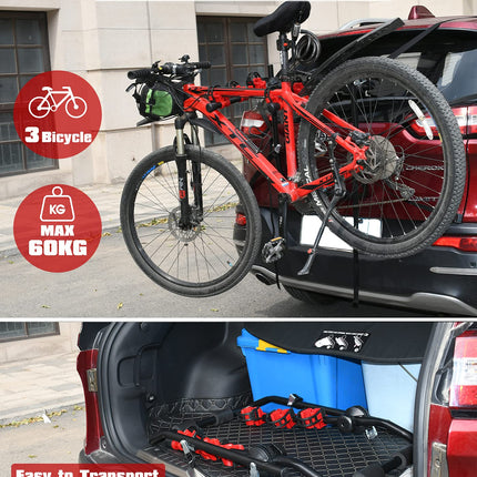3 Bike Universal Cycle Bicycle Car Rear Carrier Rack Hanger Mount for Car Sedan Hatchback Minivan SUV.