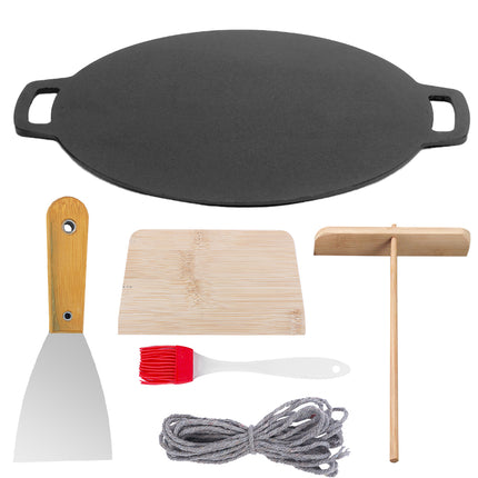 28cm Seasoned Cast Iron Induction Crepes Pan Baking Pancake Tool Pizza Bakeware.