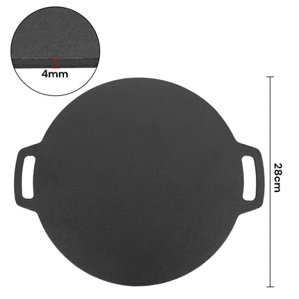 28cm Seasoned Cast Iron Induction Crepes Pan Baking Pancake Tool Pizza Bakeware.