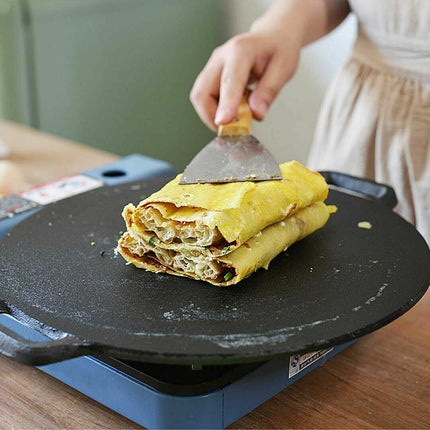 28cm Seasoned Cast Iron Induction Crepes Pan Baking Pancake Tool Pizza Bakeware.