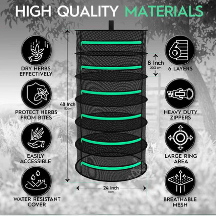 6-Layer 120cm Foldable Herb Vegetable Fruit Drying Dehydrating Rack Mesh Hanging Dryer.
